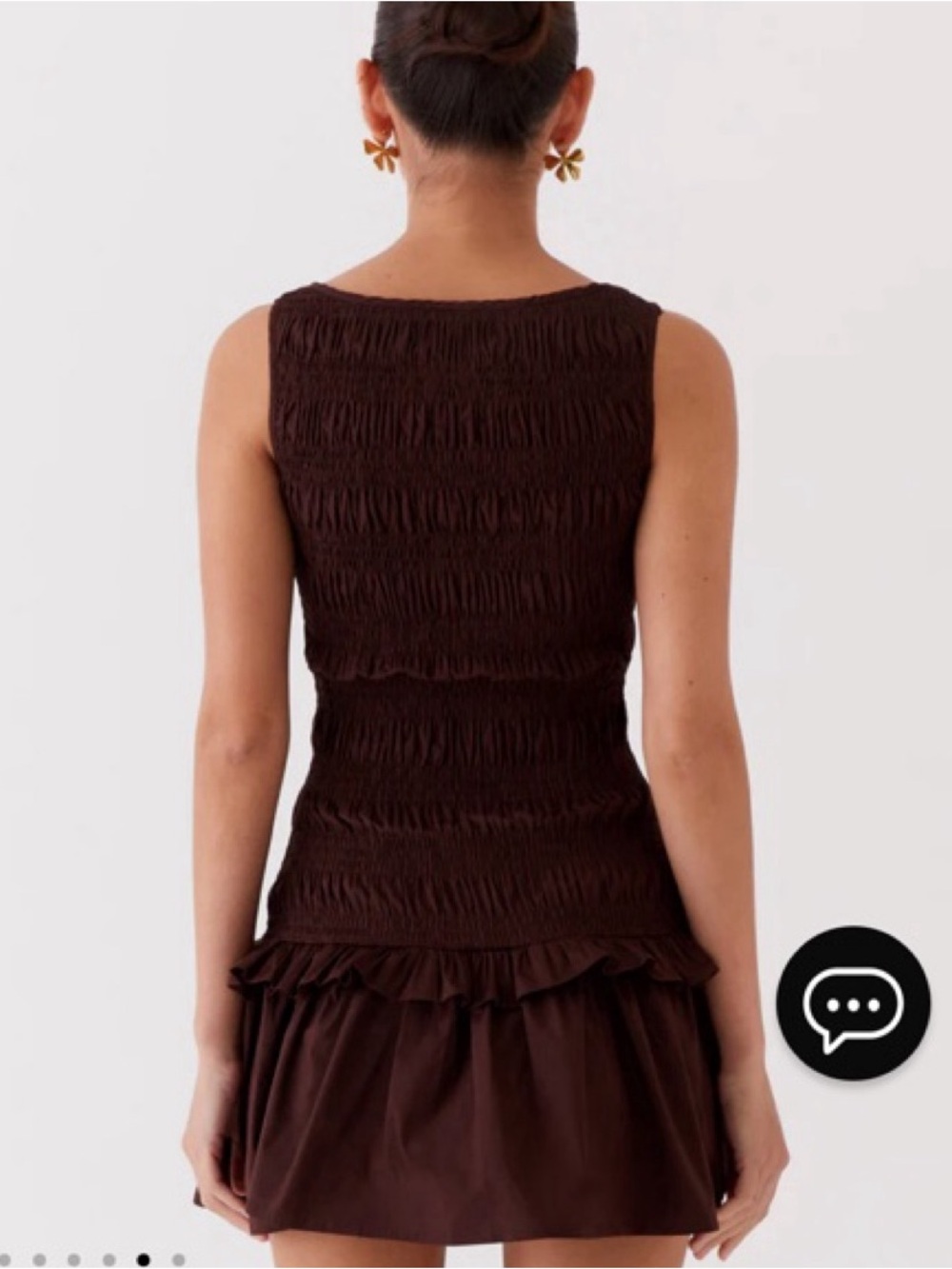 Peppermayo Garden Kisses Shirred Mini Dress in Chocolate - Size 10 - Picture 8 of 15